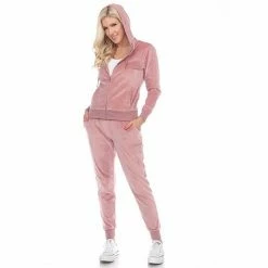 Women's White Mark 2-piece Velour Hoodie & Jogger Pants Set Pink -White Mark Sales unnamed file 10