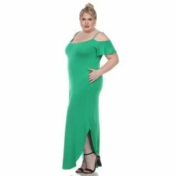 Plus Size White Mark Cold-Shoulder Maxi Dress Dark Blue -White Mark Sales unnamed file 1032