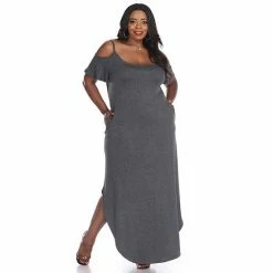 Plus Size White Mark Cold-Shoulder Maxi Dress Dark Blue -White Mark Sales unnamed file 1037
