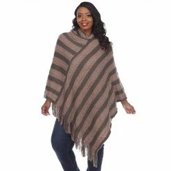 Plus Size White Mark Casandra Poncho Brown