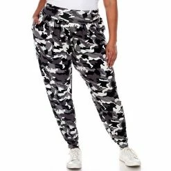 Plus Size White Mark Camo Harem Jogger Pants Blue