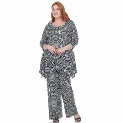 Plus Size White Mark Printed Tunic And Pant Set Blue -White Mark Sales unnamed file 1064