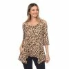 Women's White Mark Leopard Print Cold-Shoulder Tunic Brown Leopard 2 Women's White Mark Leopard Print Cold-Shoulder Tunic Brown Leopard -White Mark Sales unnamed file 1073