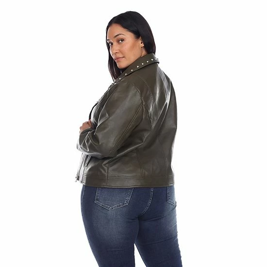 Plus Size White Mark Faux Leather Jacket Grey 4 Plus Size White Mark Faux Leather Jacket Grey - Image 2