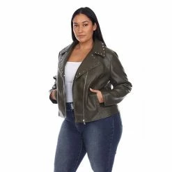 Plus Size White Mark Faux Leather Jacket Grey 12 Plus Size White Mark Faux Leather Jacket Grey -White Mark Sales unnamed file 1084