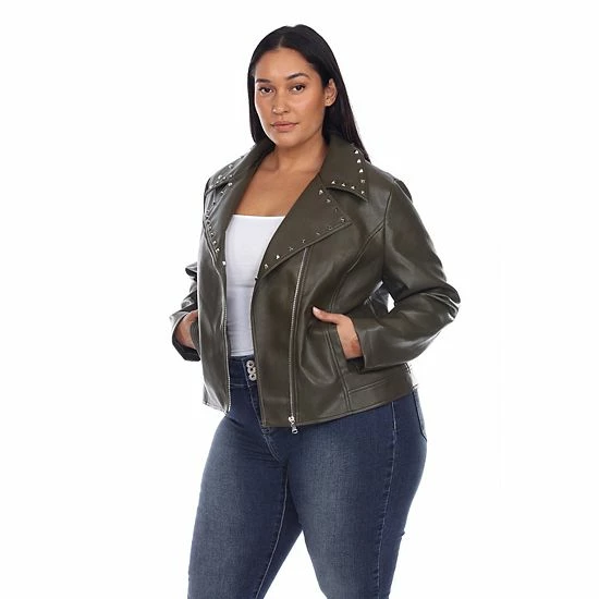 Plus Size White Mark Faux Leather Jacket Grey 5 Plus Size White Mark Faux Leather Jacket Grey - Image 3