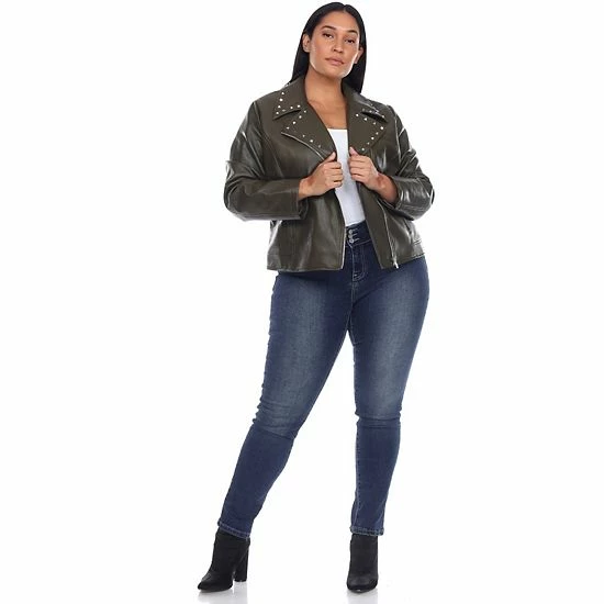 Plus Size White Mark Faux Leather Jacket Grey 7 Plus Size White Mark Faux Leather Jacket Grey - Image 5