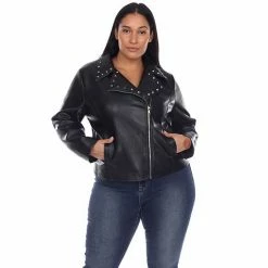 Plus Size White Mark Faux Leather Jacket Grey 16 Plus Size White Mark Faux Leather Jacket Grey -White Mark Sales unnamed file 1088