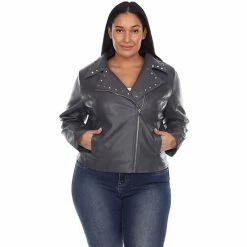 Plus Size White Mark Faux Leather Jacket Grey 17 Plus Size White Mark Faux Leather Jacket Grey -White Mark Sales unnamed file 1089