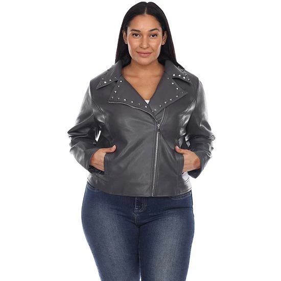 Plus Size White Mark Faux Leather Jacket Grey 10 Plus Size White Mark Faux Leather Jacket Grey - Image 8