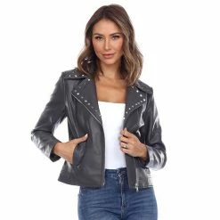 Women's White Mark Faux-Leather Jacket Grey -White Mark Sales unnamed file 1092