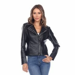 Women's White Mark Faux-Leather Jacket Grey -White Mark Sales unnamed file 1096