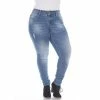 Plus Size White Mark Paint Splatter Skinny Jeans Blue -White Mark Sales unnamed file 1106