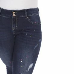 Plus Size White Mark Paint Splatter Skinny Jeans Blue -White Mark Sales unnamed file 1110