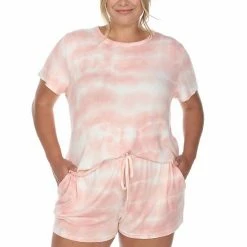 Plus Size White Mark 2-Piece Tee & Shorts Lounge Set Gray Tie Dye -White Mark Sales unnamed file 1126