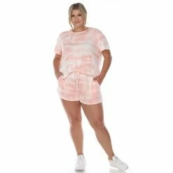 Plus Size White Mark 2-Piece Tee & Shorts Lounge Set Gray Tie Dye -White Mark Sales unnamed file 1127