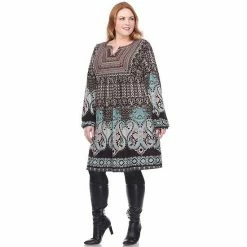 Plus Size White Mark Embroidered Sweater Dress Brown -White Mark Sales unnamed file 1155
