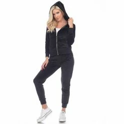Women's White Mark 2-piece Velour Hoodie & Jogger Pants Set Pink -White Mark Sales unnamed file 12