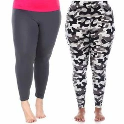 Plus Size White Mark 2-Pack Leggings Charcoal Gray Army -White Mark Sales unnamed file 1211