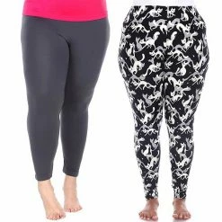 Plus Size White Mark 2-Pack Leggings Charcoal Gray Army -White Mark Sales unnamed file 1212