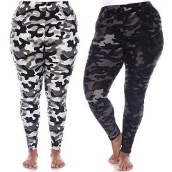 Plus Size White Mark 2-Pack Leggings Charcoal Gray Army -White Mark Sales unnamed file 1221