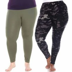 Plus Size White Mark 2-Pack Leggings Charcoal Gray Army -White Mark Sales unnamed file 1226