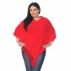 Plus Size White Mark Solid Fringe Poncho Red -White Mark Sales unnamed file 1228