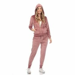 Women's White Mark Rhinestone 2-Piece Velour Tracksuit Set Pink -White Mark Sales unnamed file 125