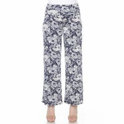 Women's White Mark Floral Print Palazzo Pants Black