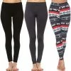 Women's White Mark Pack Of 3 Leggings Snowflake Reindeer -White Mark Sales unnamed file 1321
