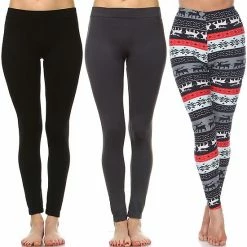 Women's White Mark Pack Of 3 Leggings Snowflake Reindeer -White Mark Sales unnamed file 1323