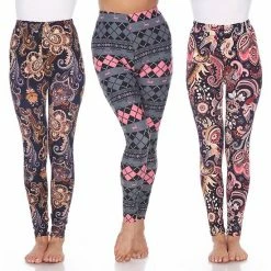 Women's White Mark Pack Of 3 Leggings Snowflake Reindeer -White Mark Sales unnamed file 1324