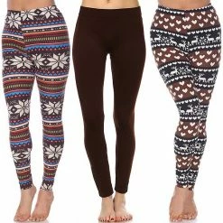 Women's White Mark Pack Of 3 Leggings Snowflake Reindeer -White Mark Sales unnamed file 1328