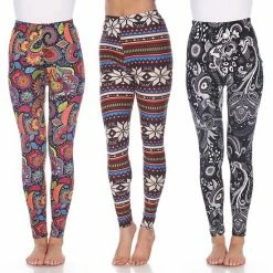 Women's White Mark Pack Of 3 Leggings Snowflake Reindeer -White Mark Sales unnamed file 1329
