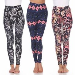 Women's White Mark Pack Of 3 Leggings Snowflake Reindeer -White Mark Sales unnamed file 1337
