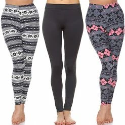 Women's White Mark Pack Of 3 Leggings Snowflake Reindeer -White Mark Sales unnamed file 1338