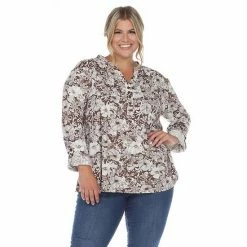 Plus Size White Mark Pleated Floral Print Blouse Mint -White Mark Sales unnamed file 136