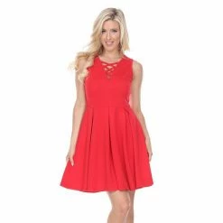 Women's White Mark Shay Fit & Flare Dress Red -White Mark Sales unnamed file 1362