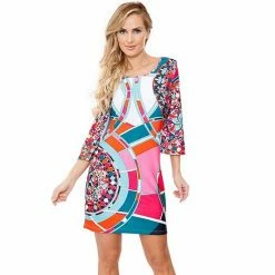 Women's White Mark Geometric Print Mini Dress Grey -White Mark Sales unnamed file 1367