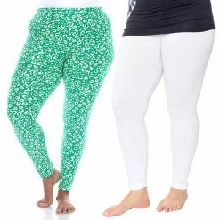 Plus Size White Mark 2-Pack Leopard & Solid Leggings Set Black Leopard -White Mark Sales unnamed file 1377
