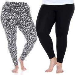 Plus Size White Mark 2-Pack Leopard & Solid Leggings Set Black Leopard -White Mark Sales unnamed file 1379
