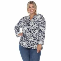 Plus Size White Mark Pleated Floral Print Blouse Mint -White Mark Sales unnamed file 138