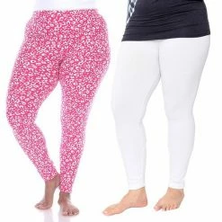 Plus Size White Mark 2-Pack Leopard & Solid Leggings Set Black Leopard -White Mark Sales unnamed file 1380
