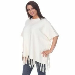 Women's White Mark Button Fringe Poncho 9 Women's White Mark Button Fringe Poncho -White Mark Sales unnamed file 1384