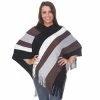 Women's White Mark Striped Fringe Poncho 1 Women's White Mark Striped Fringe Poncho -White Mark Sales unnamed file 1385