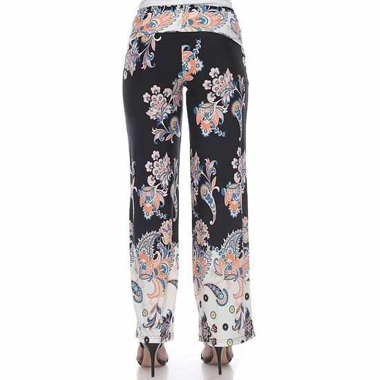 Women's White Mark Paisley Palazzo Pants Yellow 4 Women's White Mark Paisley Palazzo Pants Yellow - Image 2