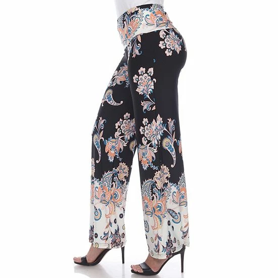 Women's White Mark Paisley Palazzo Pants Yellow 5 Women's White Mark Paisley Palazzo Pants Yellow - Image 3