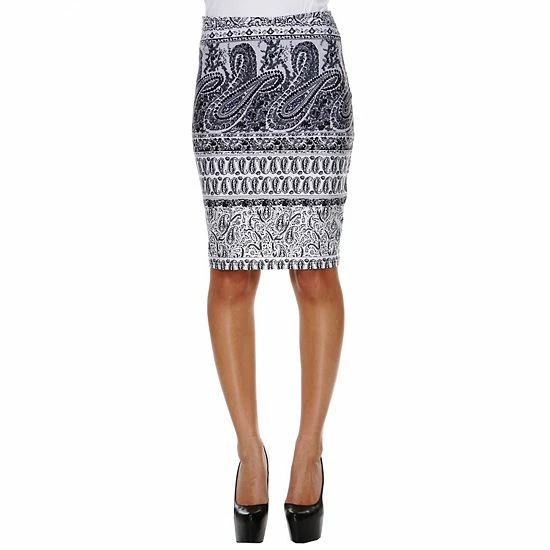 Women's White Mark Printed Pencil Skirt Red Peacock 3 Women's White Mark Printed Pencil Skirt Red Peacock