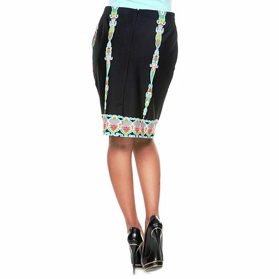 Women's White Mark Printed Pencil Skirt Red Peacock 4 Women's White Mark Printed Pencil Skirt Red Peacock - Image 2