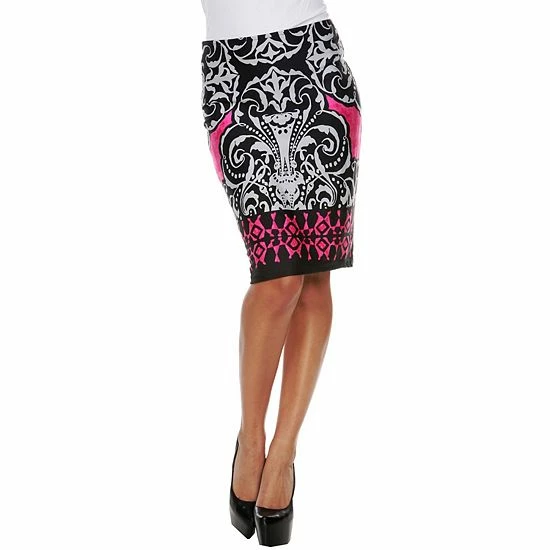 Women's White Mark Printed Pencil Skirt Red Peacock 7 Women's White Mark Printed Pencil Skirt Red Peacock - Image 5